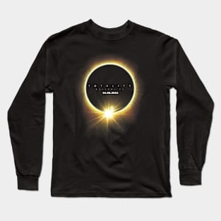 Totality Solar Eclipse 2024 04.08.24 Seen From Dallas Texas Long Sleeve T-Shirt